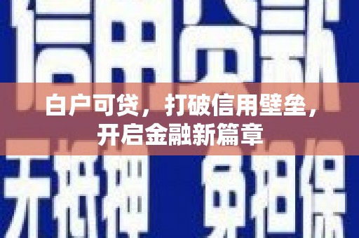 额济纳旗白户可贷，打破信用壁垒，开启金融新篇章