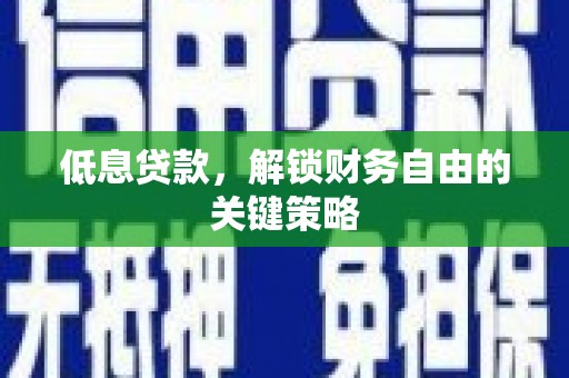 额济纳旗低息贷款，解锁财务自由的关键策略