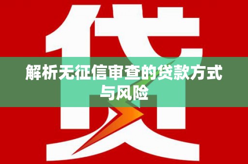 额济纳旗解析无征信审查的贷款方式与风险